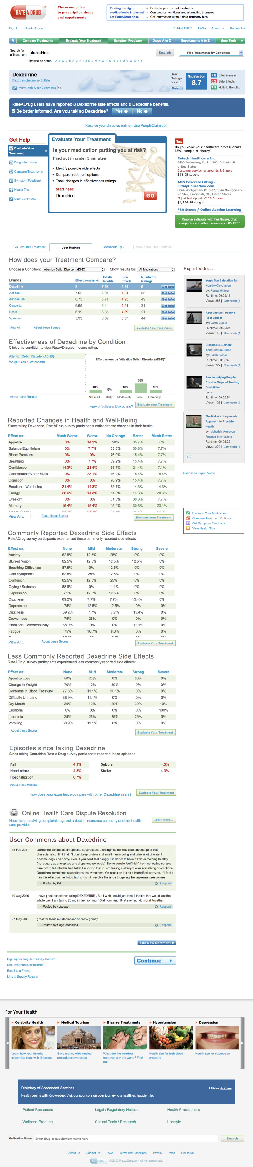 Rate a Drug Survey Results Page